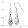 Sterling Silver Rhod-plated Polished Puffed Filigree Design Earrings