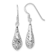 Sterling Silver Rhod-plated Polished Puffed Filigree Design Earrings