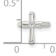 Sterling Silver E-coated Polished CZ Cross Single Cuff Earring