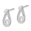 Sterling Silver Rhodium-plated Polished CZ Teardrop Post Earrings