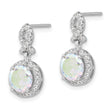 Sterling Silver Rhod-plated Iridescent & Clear CZ Post Dangle Earrings