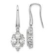 Sterling Silver Rhod-plated Polished Fancy CZ Cluster Dangle Earrings