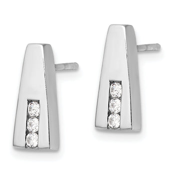Sterling Silver Rhodium-plated Polished CZ Post Earrings