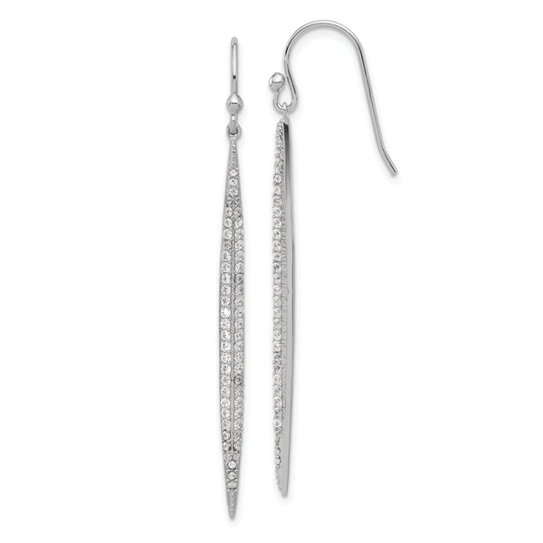 Sterling Silver Rhodium-plated Polished CZ Point Dangle Earrings