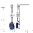 Sterling Silver RH-plated Fancy Blue & White CZ Post Dangle Earrings