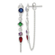 Sterling Silver E-coated Multicolor CZ Front/Back Post Dangle Earrings
