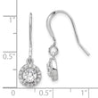 Sterling Silver Rhodium-plated Polished Round CZ Halo Dangle Earrings