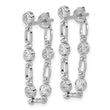 Sterling Silver Rhodium-plated Bezel CZ Post Dangle Earrings
