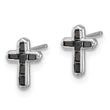 Sterling Silver Rhodium-plated Polished Black Spinel Cross Post Earrings