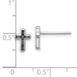 Sterling Silver Rhodium-plated Polished Black Spinel Cross Post Earrings
