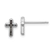Sterling Silver Rhodium-plated Polished Black Spinel Cross Post Earrings