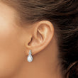 Sterling Silver RH-plated Cr. Opal & CZ Teardrop Post Dangle Earrings