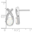 Sterling Silver Rhodium-plated Polished CZ & Created Opal 'X' Post Earrings
