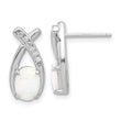 Sterling Silver Rhodium-plated Polished CZ & Created Opal 'X' Post Earrings