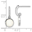 Sterling Silver RH-plated Polished CZ & Created Opal Post Dangle Earrings
