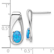 Sterling Silver Rhod-plated Polished Blue Created Opal Oval Post Earrings