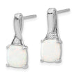 Sterling Silver Rhodium-plated Polished CZ & Created Opal Post Earrings