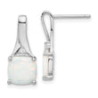 Sterling Silver Rhodium-plated Polished CZ & Created Opal Post Earrings