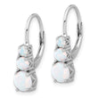 Sterling Silver Rhodium-plated Polished Created Opal Leverback Earrings