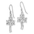 Sterling Silver Rhodium-Plated Polished Celtic Cross Dangle Earrings
