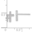 Sterling Silver Rhodium-plated Polished CZ Double Cross Post Earrings