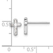 Sterling Silver Rhodium-plated Polished CZ Cross Post Earrings