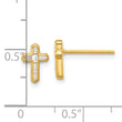 Sterling Silver Gold-tone Polished CZ Cross Post Earrings