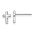 Sterling Silver Rhodium-plated Polished CZ Cross Post Earrings