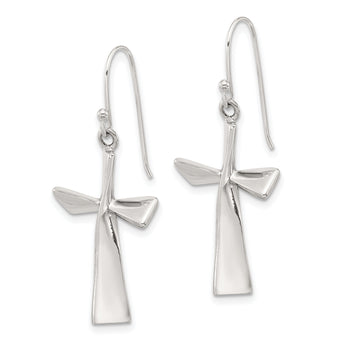Sterling Silver Polished Cross Dangle Earrings