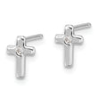 Sterling Silver Rhodium-plated Polished CZ Cross Post Earrings