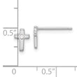 Sterling Silver Rhodium-plated Polished CZ Cross Post Earrings