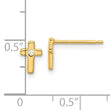 Sterling Silver Gold-tone Polished CZ Cross Post Earrings