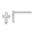 Sterling Silver Rhodium-plated Polished CZ Cross Post Earrings