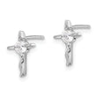 Sterling Silver Rhodium-plated Polished CZ Wavy Cross Post Earrings