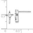 Sterling Silver Rhodium-plated Polished CZ Wavy Cross Post Earrings