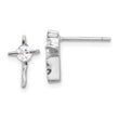 Sterling Silver Rhodium-plated Polished CZ Wavy Cross Post Earrings