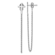 Sterling Silver Polished Cross with Chain Front & Back Post Earrings