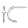 Sterling Silver Rhodium-plated Polished Cross Post J-Hoop Earrings