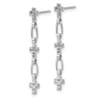 Sterling Silver RH-plated Polished & Textured Cross Post Dangle Earrings