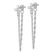 Sterling Silver RH-pltd CZ Cross w/Chain Front & Back Post Dangle Earrings