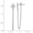 Sterling Silver RH-pltd CZ Cross w/Chain Front & Back Post Dangle Earrings