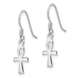 Sterling Silver RH-plated Polished Egyptian Cross Ankh Dangle Earrings