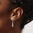 Sterling Silver RH-plated Polished Egyptian Cross Ankh Dangle Earrings