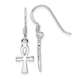Sterling Silver RH-plated Polished Egyptian Cross Ankh Dangle Earrings