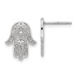 Sterling Silver Polished Designed Hamsa Post Earrings