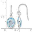 Sterling Silver Polished Oval Blue Topaz Dangle Earrings
