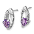 Sterling Silver Rhodium-plated Amethyst and CZ Post Earrings