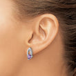 Sterling Silver Rhodium-plated Amethyst and CZ Post Earrings