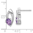 Sterling Silver Rhodium-plated Amethyst and CZ Post Earrings