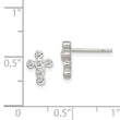 Sterling Silver Rhodium-plated Polished Bezel CZ Cross Post Earrings